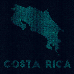 Obraz premium Costa Rica tech map. Country symbol in digital style. Cyber map of Costa Rica with country name. Trendy vector illustration.
