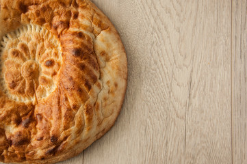 top view of freshly baked tandoor uzbek bread