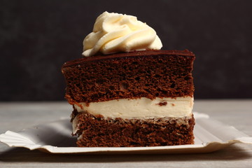 Cream Pie. Chocolate Sponge Cake filled with whipped cream.