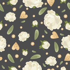 Valentine's day vector seamless pattern with romantic elements. Vector illustration.