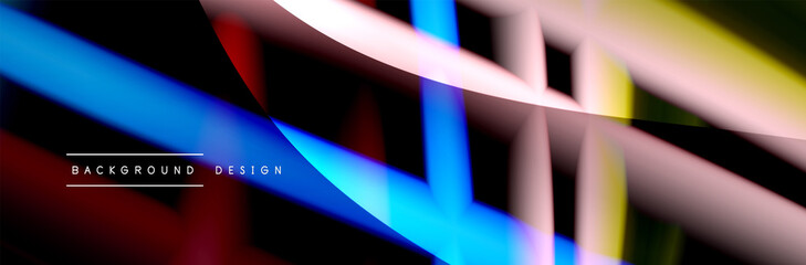 Сolorful flow poster. Wave liquid lines and shapes in black color background. Vector Illustration