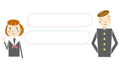 女子生徒と男子生徒のメッセージ　涙