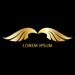 Luxury wings GOLD logo emblem design concept template