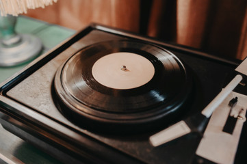 old musical instrument for playing vinyl records, russian retro musical instrument with needle for...