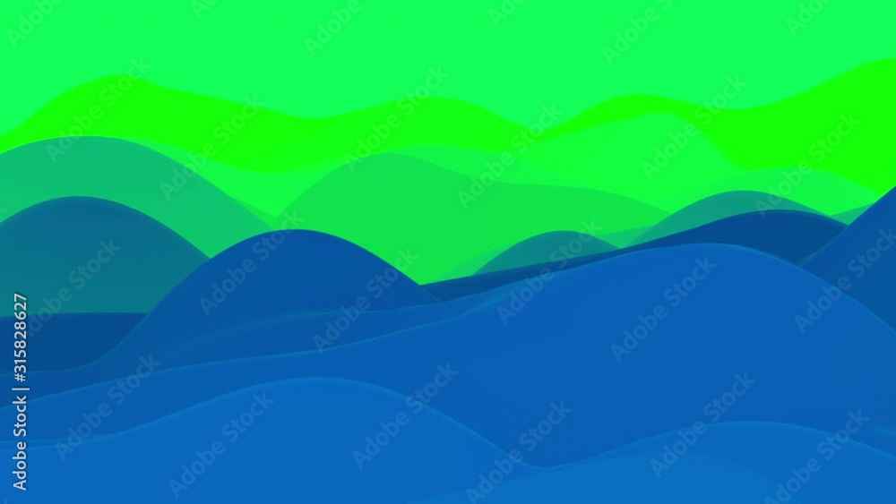 Poster 4k seamless loop with abstract fluid blue green gradients, inner glow wavy surface. beautiful color 