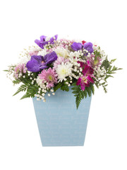 Bouquet of beautiful flowers in a box