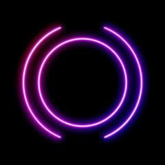 Abstract Neon glowing lines bright object Isolated on black background. Laser show colorful design for banners advertising technologies