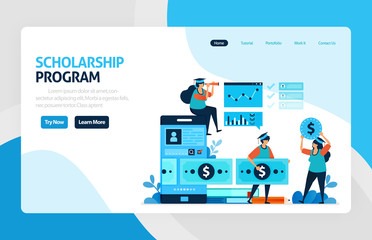 Landing page for scholarship education program, open donations and funding for outstanding student, Low interest loans for educational institutions, tuition fees. for banner, web, website, mobile apps