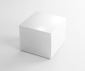 White box mockup. Blank packaging boxes, cube perspective view. 3d illustration set