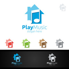 Music Logo with Note and House Concept