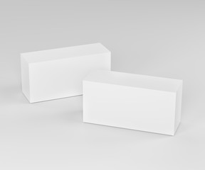 White box mockup. Blank packaging boxes, cube perspective view. 3d illustration set