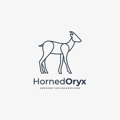 Vector Logo Illustration Horned Deer Line Art