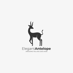 Vector Logo Illustration Elegant Antelope Silhouette Style