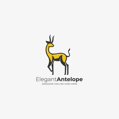 Vector Logo Illustration Elegant Antelope Mascot Cartoon