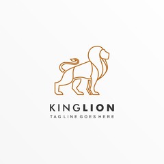 Vector Logo Illustration King Lion Line Art