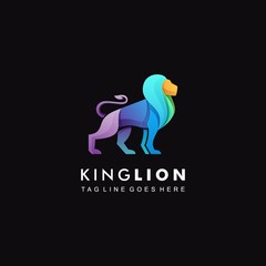 Vector Logo Illustration King Lion Gradient Colorful
