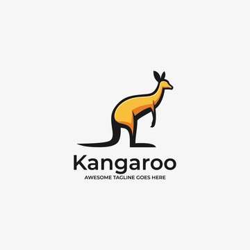 Vector Logo Illustration Kangaroo Mascot Cartoon