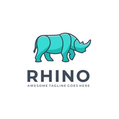 Vector Logo Illustration Rhino Line Art