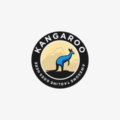 Vector Logo Illustration Kangaroo Vintage Badge