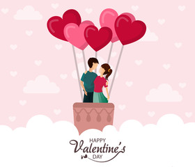 Cute couple cartoon, Valentine's day graphic design - Vector illustration