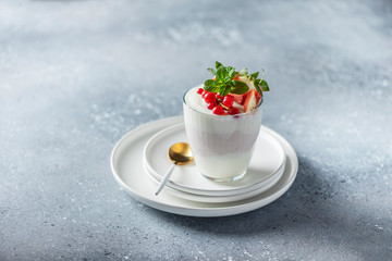 Obraz na płótnie Canvas Homemade yogurt with strawberry