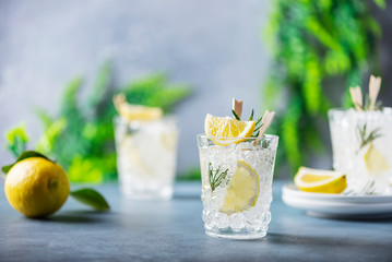 lemon soda cocktail with rosemary