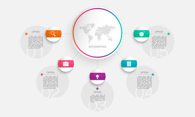 Circle infographic, vector illustration can be used for business, start up, education, plan, with 5 steps, options, parts