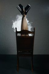 Beautiful female legs in smoke