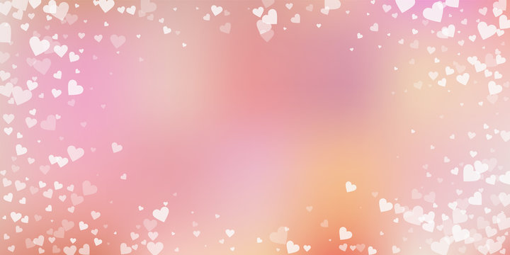 White heart love confettis. Valentine's day vignet