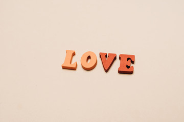 colorful wooden letters, LOVE lettering 