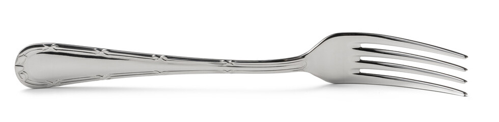 Silver cutlery fork isolated on white background