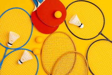 Composition of various sport equipment for fitness and games