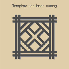 Template for laser cutting. Stencil for panels of wood, metal, plastic. Square abstract geometric background for cut. Decorative stand.