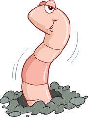 Earthworm  with face expression, smilling 