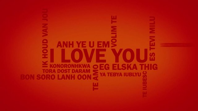 I Love You typography animation on red background in 4k resolution