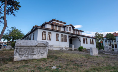 Fototapeta na wymiar History museum Konaka, a unique architectural and cultural monument of local significance. Bulgarian Renaissance architecture building in Vidin, Bulgaria