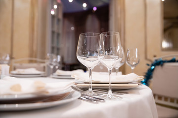 Served table in the restaurant