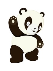 Stylized panda full body drawing. Simple panda bear icon or logo design