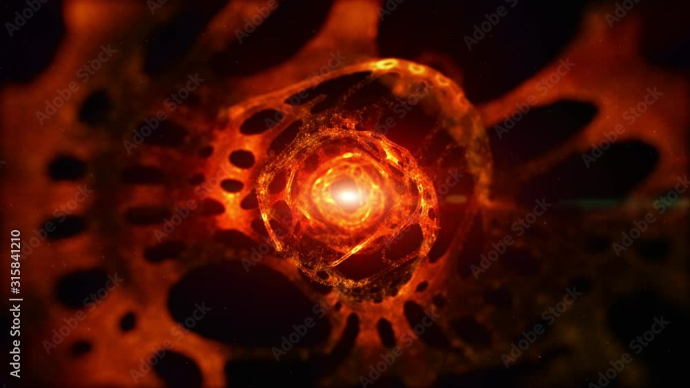 Aufkleber orange color abstract technology digital tunnel and digital particle flow background