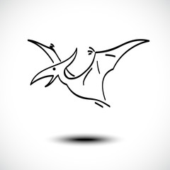 Simple line style icon of Pteranodon.  Vector illustration. 