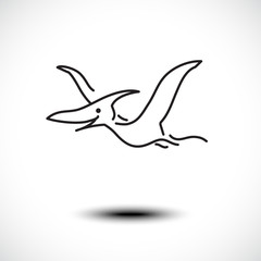 Simple line style icon of Pteranodon.  Vector illustration.  © dyeekc