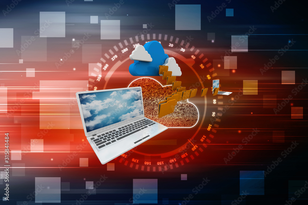 Poster 3d rendering technology cloud computing