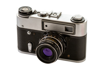 Retro camera isolated on white background