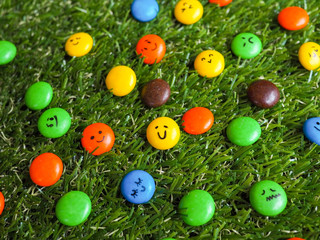  Various type of face with expression of happy, sad, angry, positive, negative and anxiety.