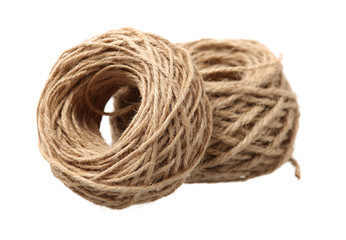 Hemp rope on white background
