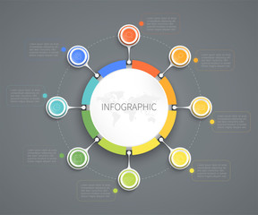 circle infographic, Vector illustration connected to 8 options can be used for cycle, business, educations or diagrams