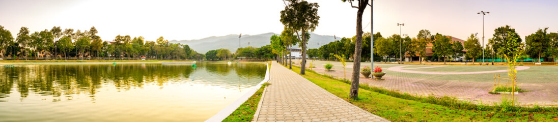 CHIANG MAI, THAILAND - January 15, 2020 - Panorama View of 700th Anniversary Chiangmai Sports...