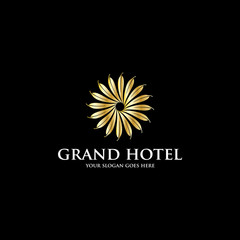 Gold Feather hotel logo inspiration, grand hotel logo stock