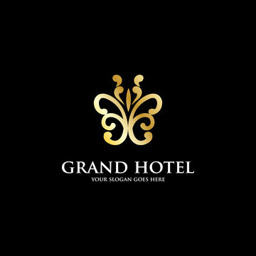 grand hotel logo inspiration, luxury hotel logo template