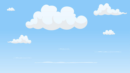 Landscape blue sky and white clouds on sunny day.Cartoon concetp.Vector illustration